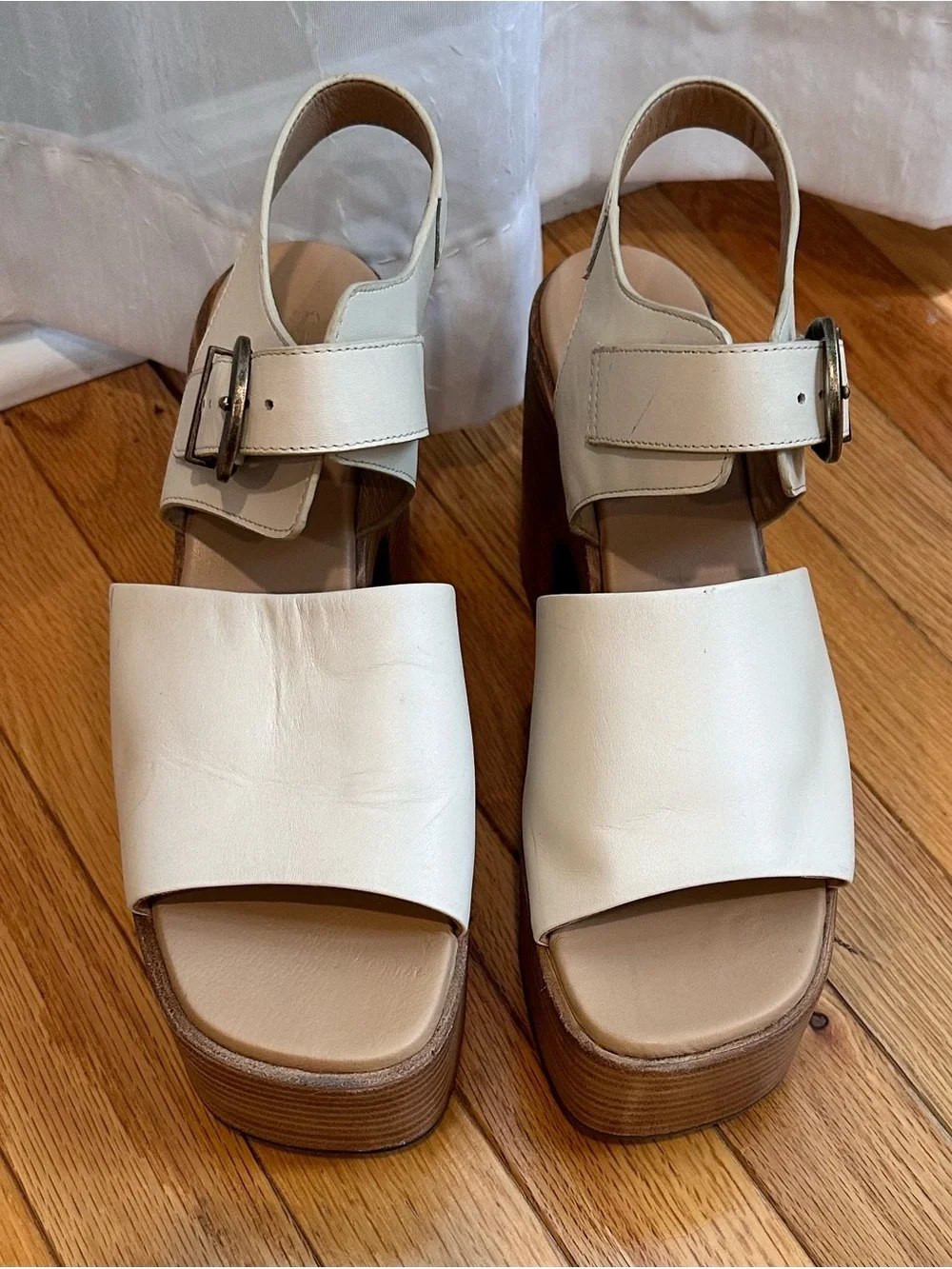 Anthropologie Seychelles Mosh Pit  Platform sandals Leather Stacked Heel 10